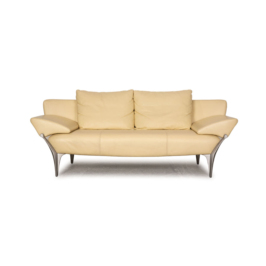 Rolf Benz 1600 leather two-seater cream sofa couch function