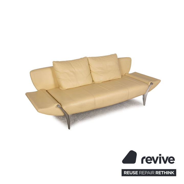 Rolf Benz 1600 leather two-seater cream sofa couch function