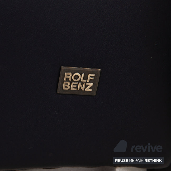 Rolf Benz 1600 leather two-seater dark blue sofa couch function