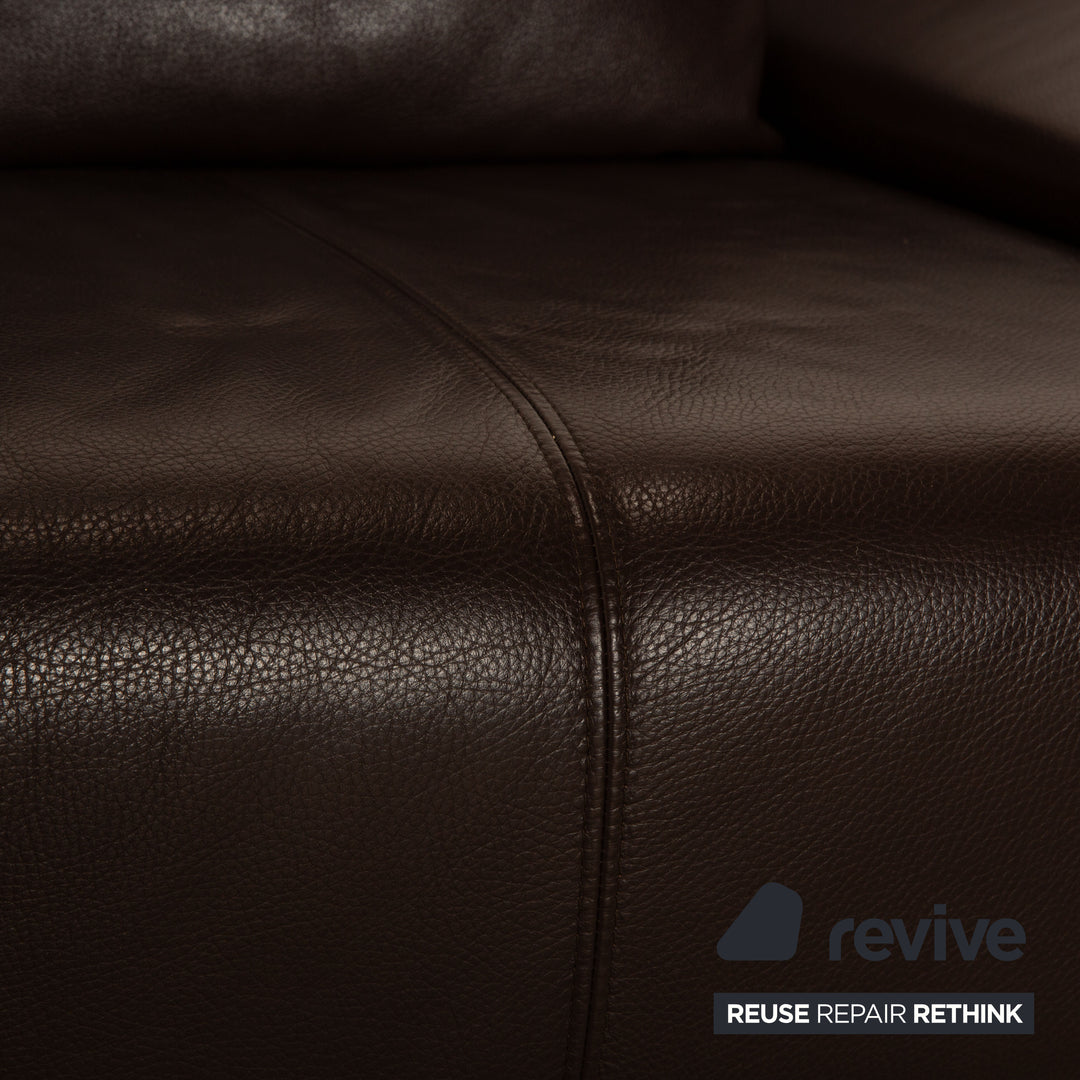 Rolf Benz 1600 leather two-seater dark brown manual function