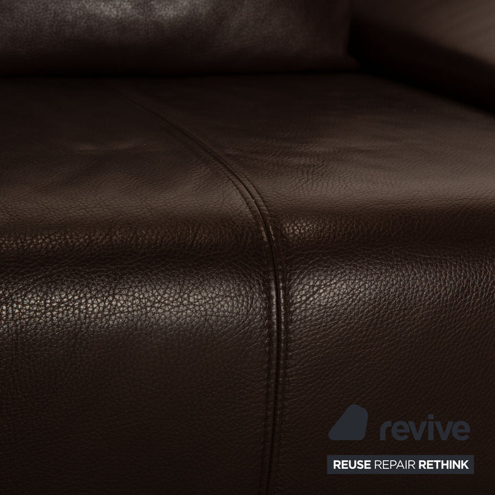 Rolf Benz 1600 leather two-seater dark brown manual function