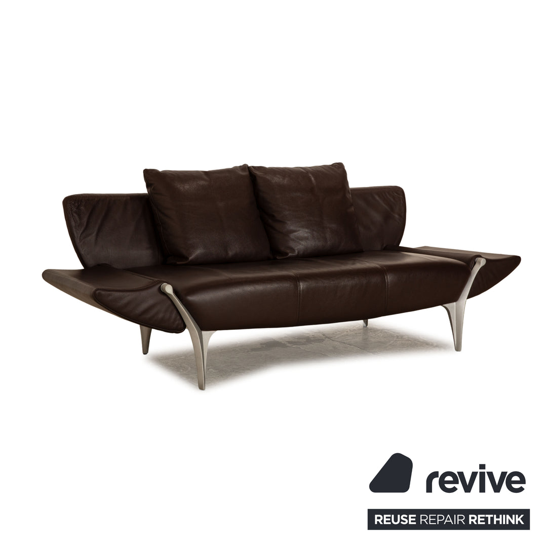 Rolf Benz 1600 leather two-seater dark brown manual function