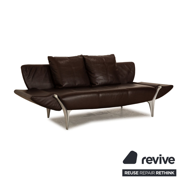 Rolf Benz 1600 leather two-seater dark brown manual function