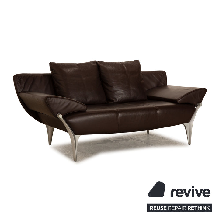 Rolf Benz 1600 leather two-seater dark brown manual function