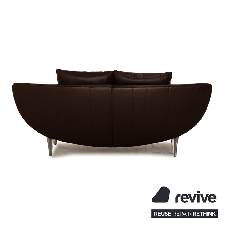 Rolf Benz 1600 leather two-seater dark brown manual function