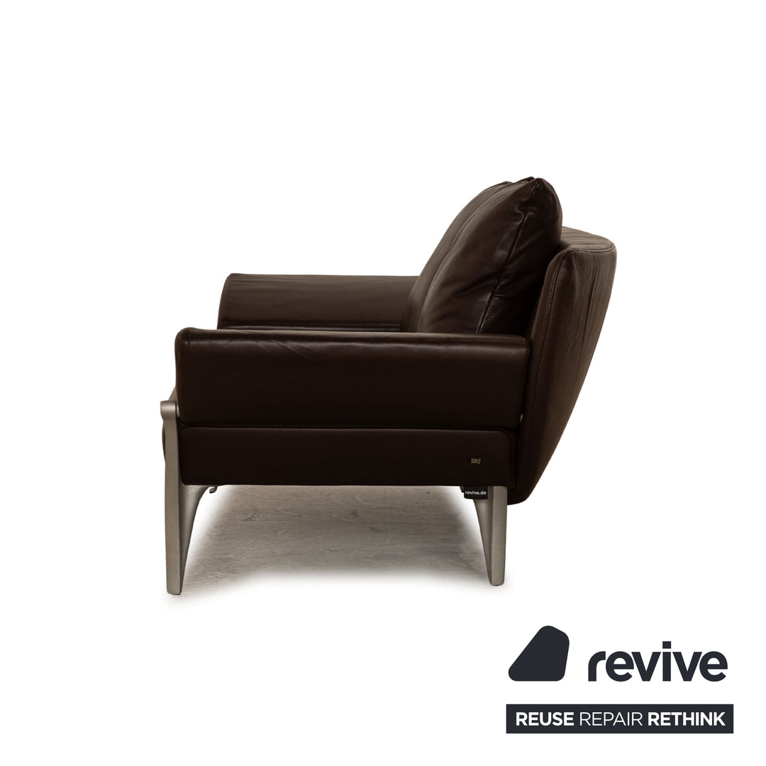 Rolf Benz 1600 leather two-seater dark brown manual function