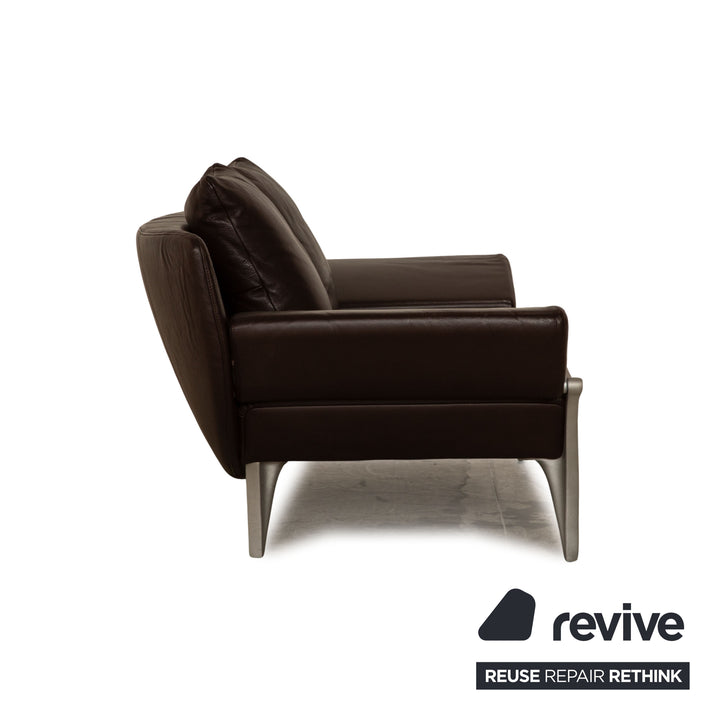 Rolf Benz 1600 leather two-seater dark brown manual function