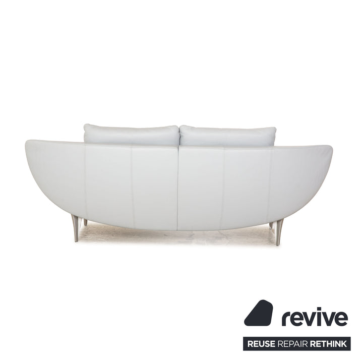 Rolf Benz 1600 leather two-seater ice blue manual function sofa couch