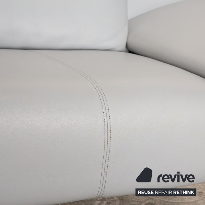 Rolf Benz 1600 leather two-seater ice blue manual function sofa couch