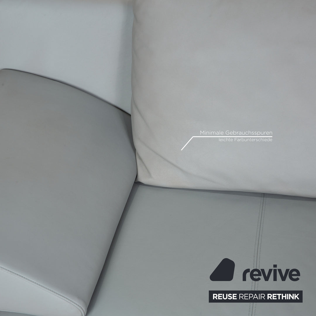 Rolf Benz 1600 leather two-seater ice blue sofa couch function