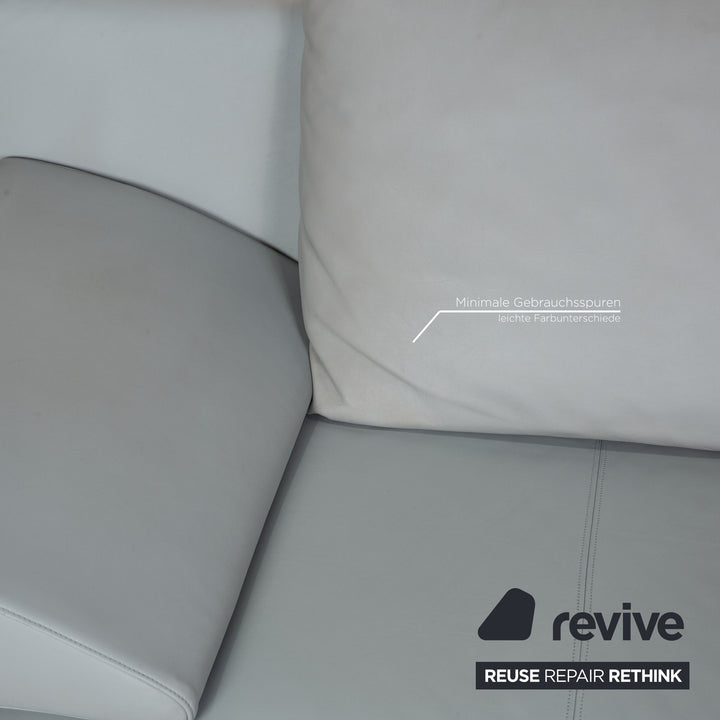 Rolf Benz 1600 leather two-seater ice blue sofa couch function