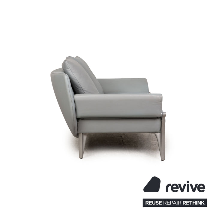 Rolf Benz 1600 leather two-seater ice blue sofa couch function