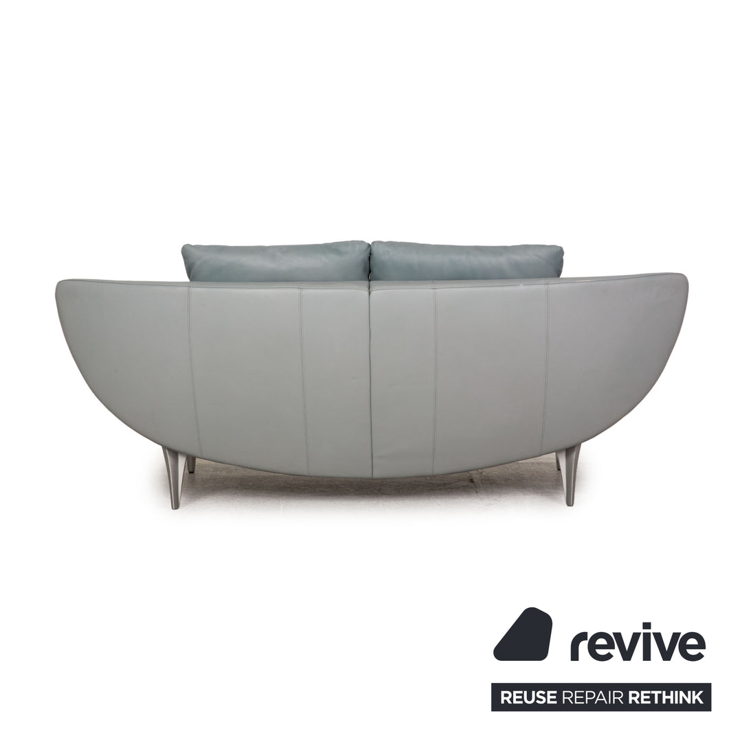 Rolf Benz 1600 leather two-seater grey-blue ice-blue sofa couch function