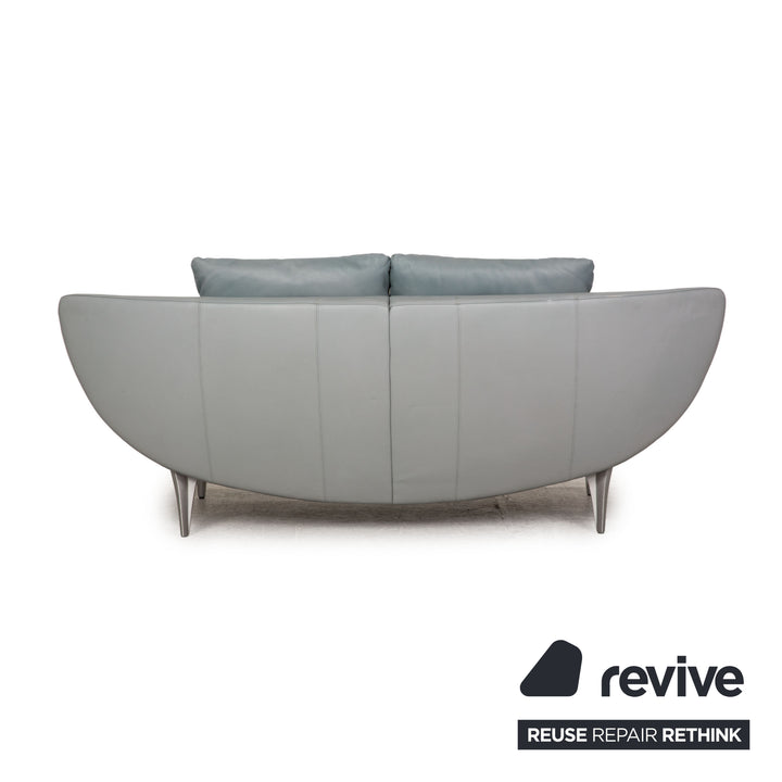 Rolf Benz 1600 leather two-seater grey-blue ice-blue sofa couch function