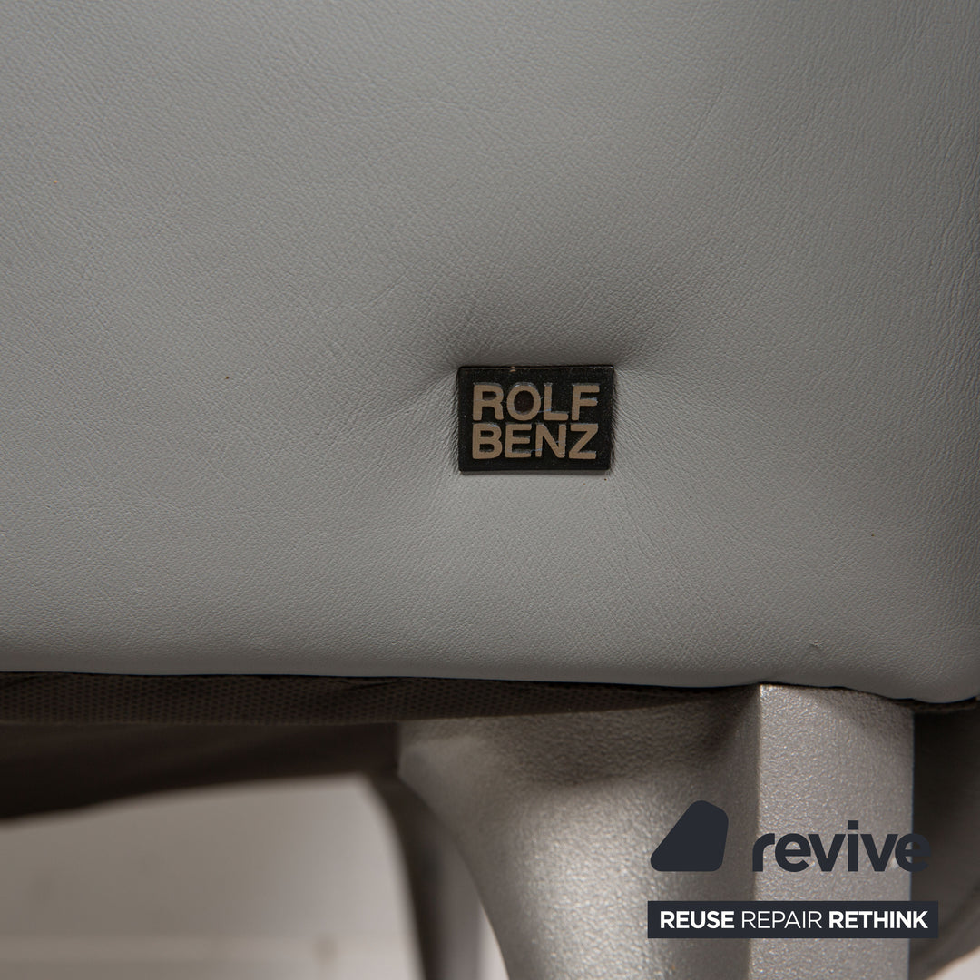 Rolf Benz 1600 leather two-seater grey-blue ice-blue sofa couch function