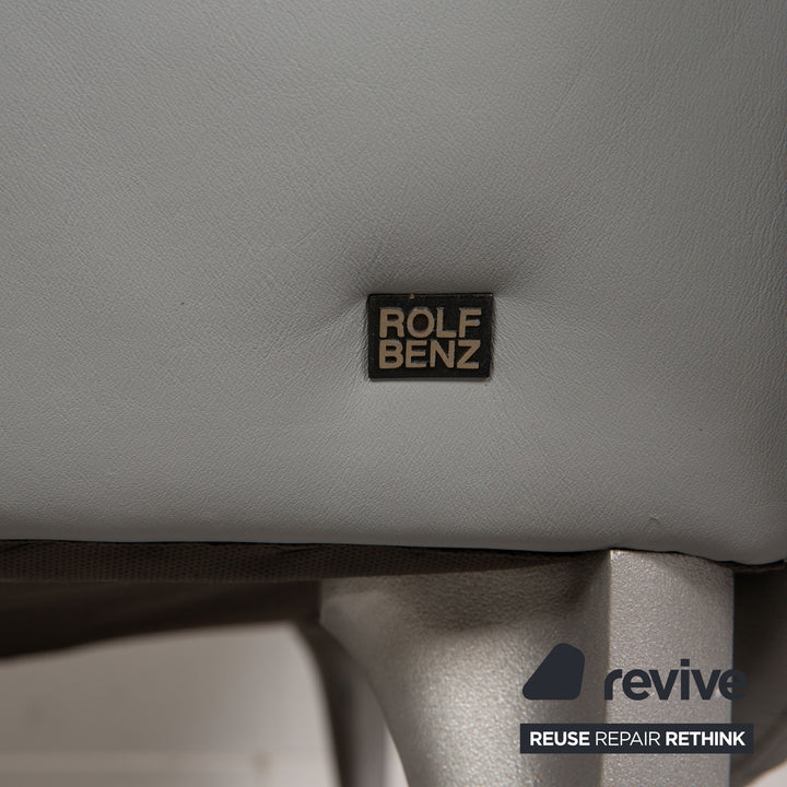 Rolf Benz 1600 leather two-seater grey-blue ice-blue sofa couch function