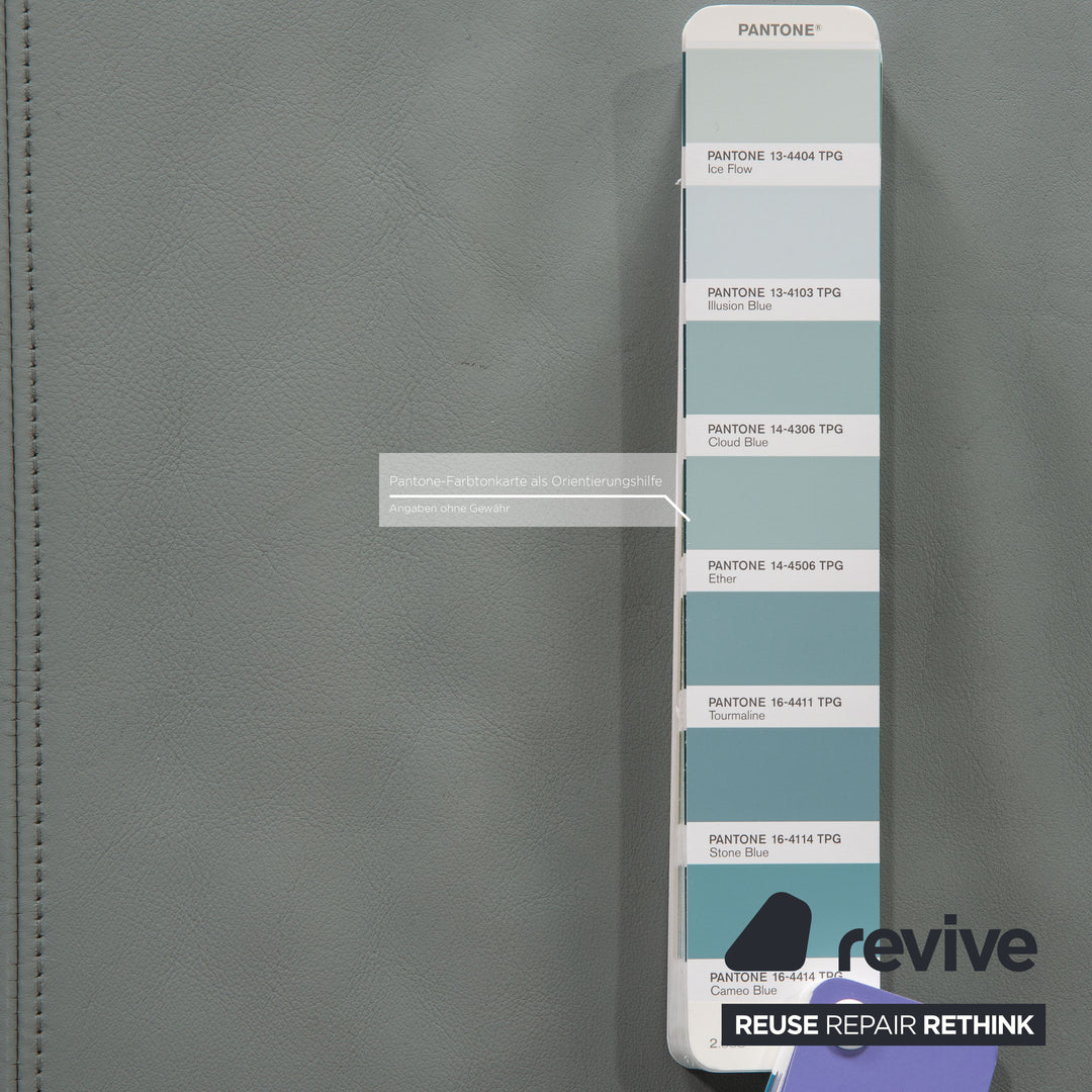 Rolf Benz 1600 leather two-seater grey-blue ice-blue sofa couch function