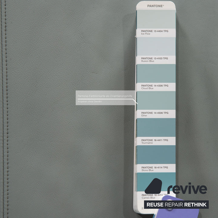 Rolf Benz 1600 leather two-seater grey-blue ice-blue sofa couch function