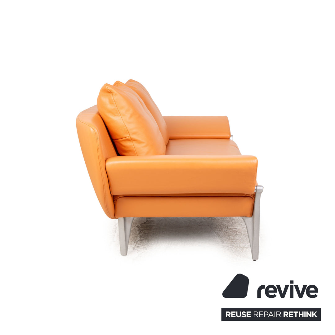 Rolf Benz 1600 Leder Zweisitzer Orange manuelle Funktion