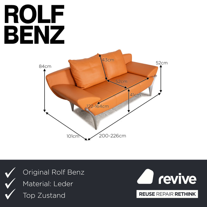 Rolf Benz 1600 Leder Zweisitzer Orange manuelle Funktion