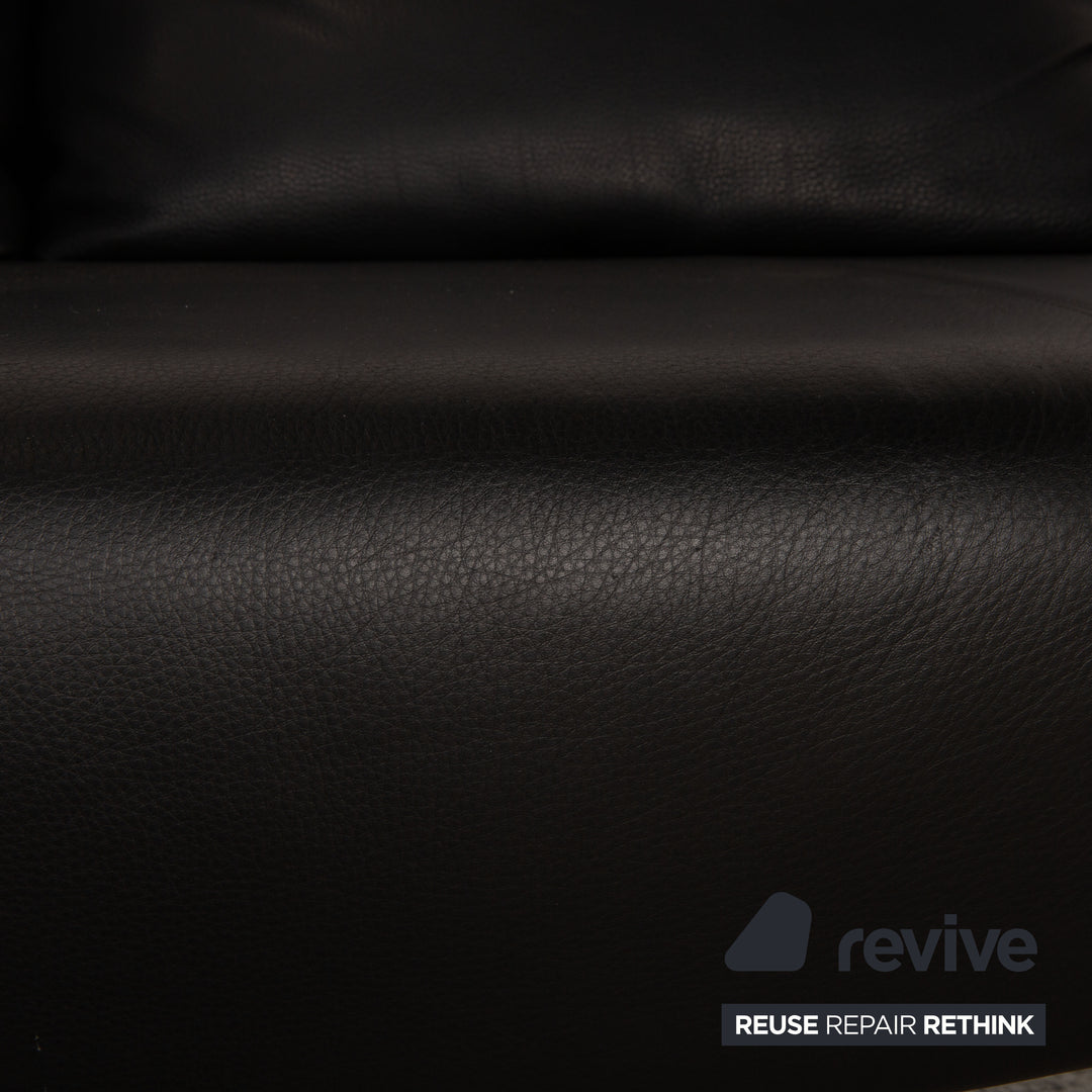 Rolf Benz 1600 leather two-seater black sofa couch function