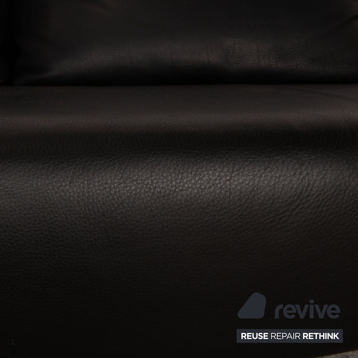 Rolf Benz 1600 leather two-seater black sofa couch function