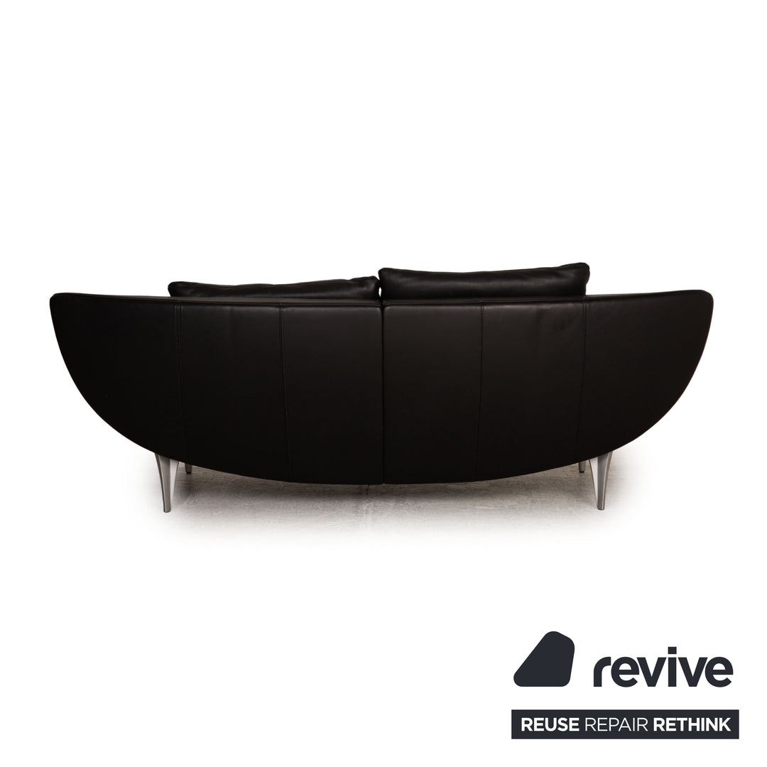 Rolf Benz 1600 leather two-seater black sofa couch function