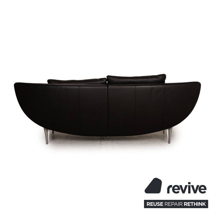 Rolf Benz 1600 leather two-seater black sofa couch function