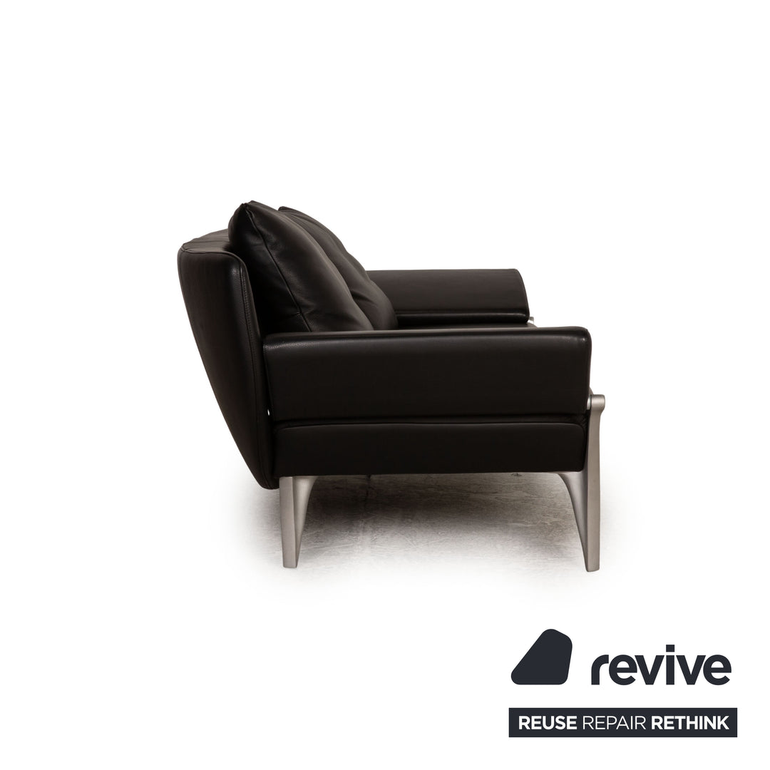 Rolf Benz 1600 leather two-seater black sofa couch function