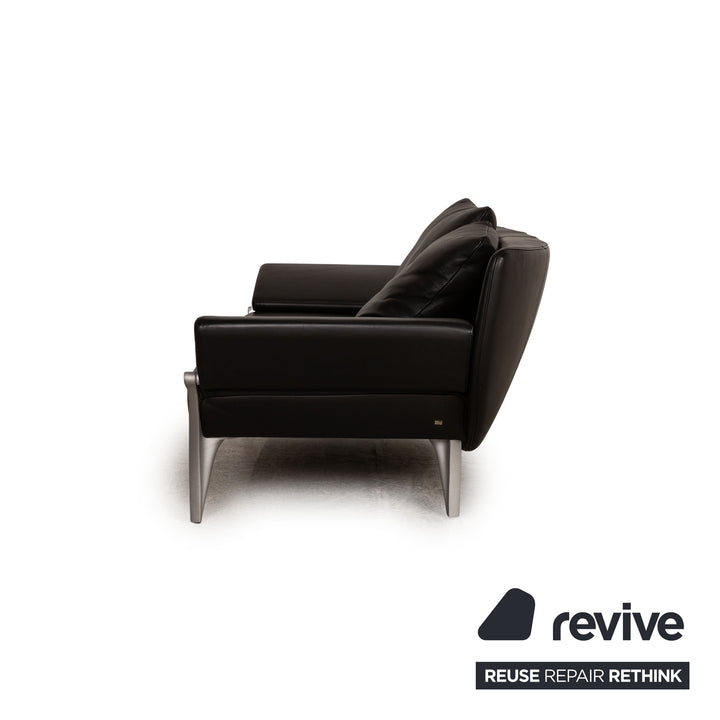 Rolf Benz 1600 leather two-seater black sofa couch function