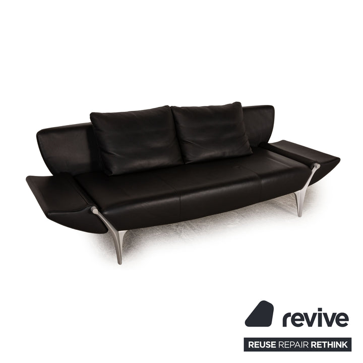 Rolf Benz 1600 leather two-seater black sofa couch function