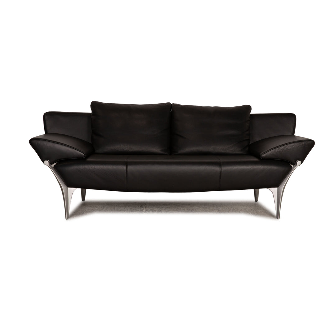 Rolf Benz 1600 leather two-seater black sofa couch function