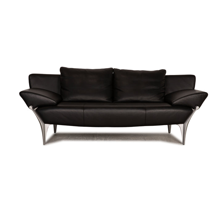 Rolf Benz 1600 leather two-seater black sofa couch function