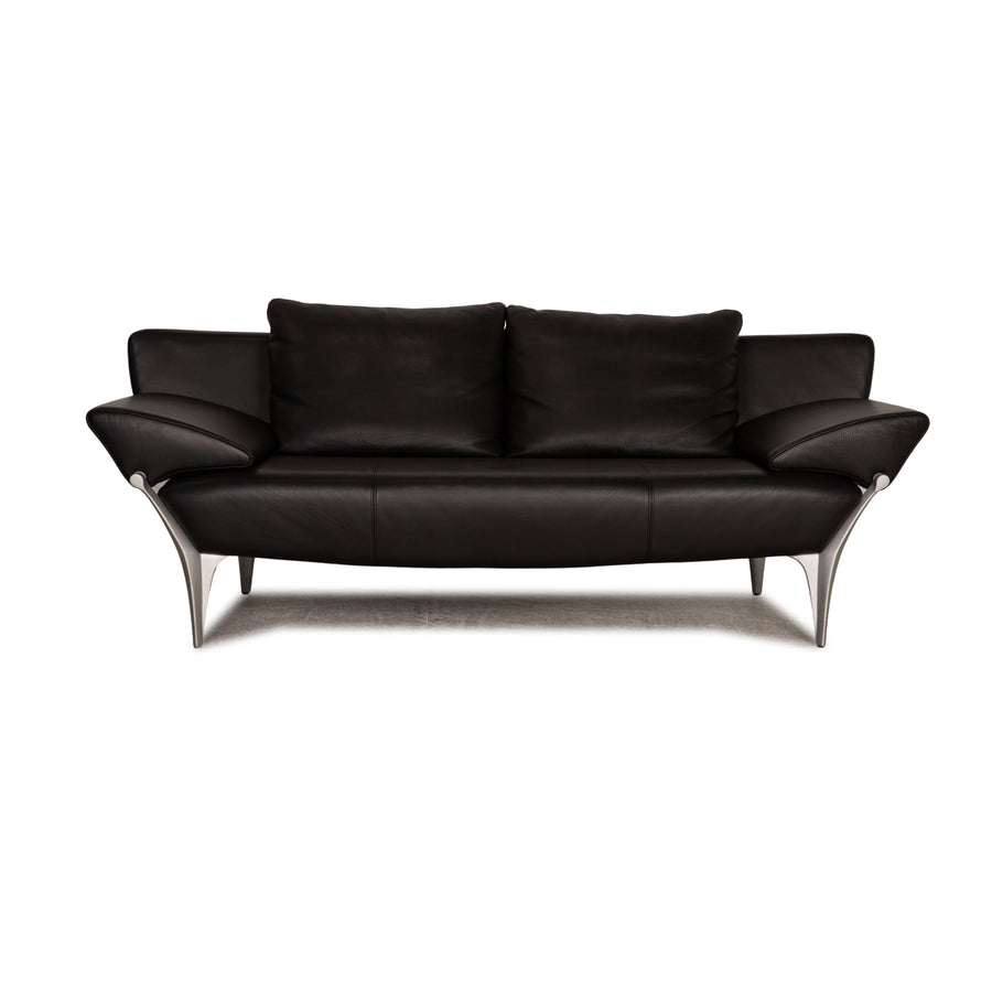 Rolf Benz 1600 leather two-seater black sofa couch function