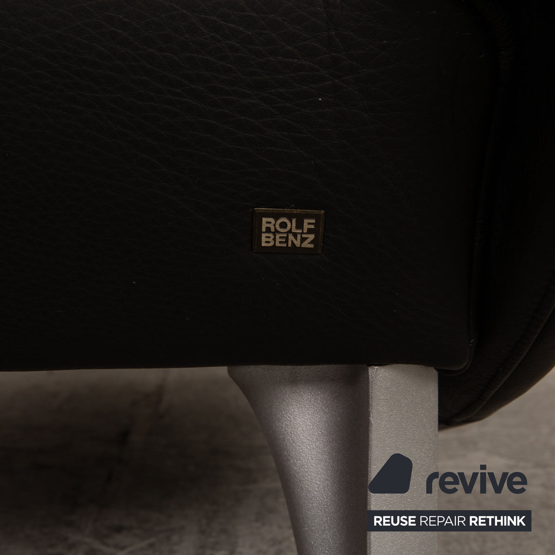 Rolf Benz 1600 leather two-seater black sofa couch function