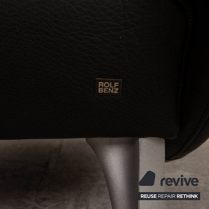 Rolf Benz 1600 leather two-seater black sofa couch function