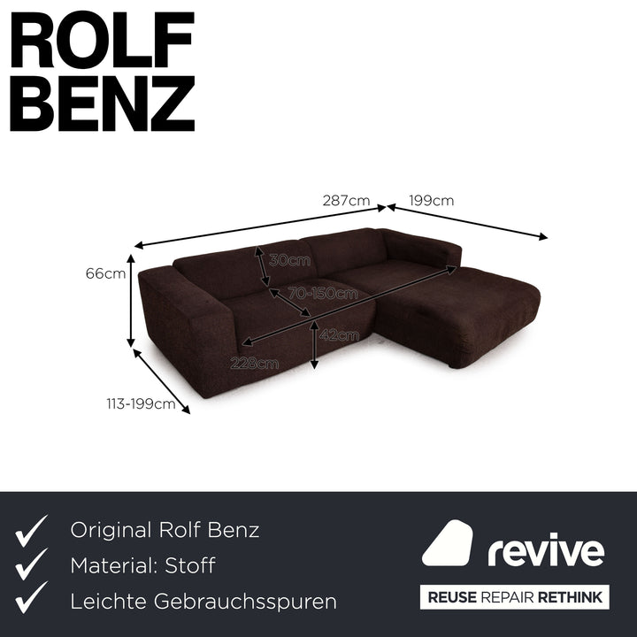 Rolf Benz 187 fabric sofa dark brown corner sofa couch