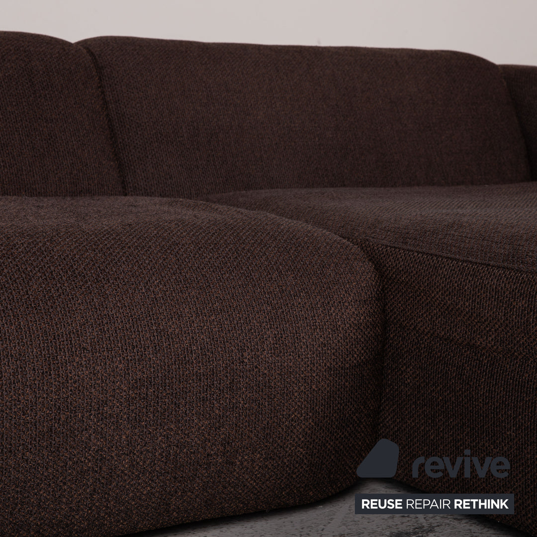 Rolf Benz 187 Stoff Sofa Garnitur Dunkelbraun Ecksofa Hocker Couch