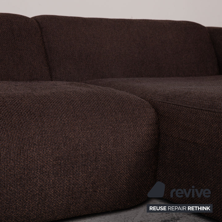 Rolf Benz 187 Stoff Sofa Garnitur Dunkelbraun Ecksofa Hocker Couch