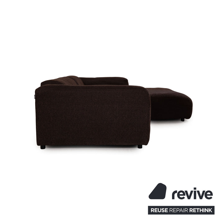 Rolf Benz 187 Stoff Sofa Garnitur Dunkelbraun Ecksofa Hocker Couch