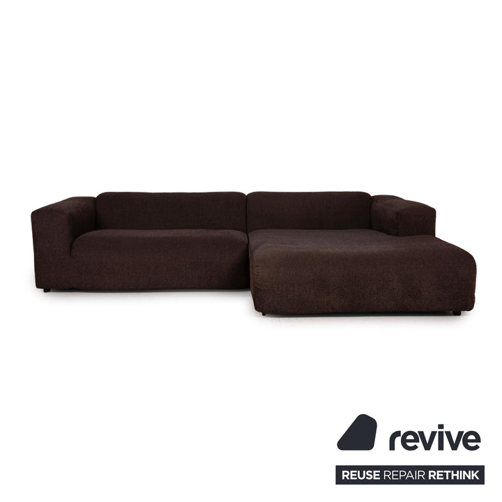 Rolf Benz 187 Stoff Sofa Garnitur Dunkelbraun Ecksofa Hocker Couch