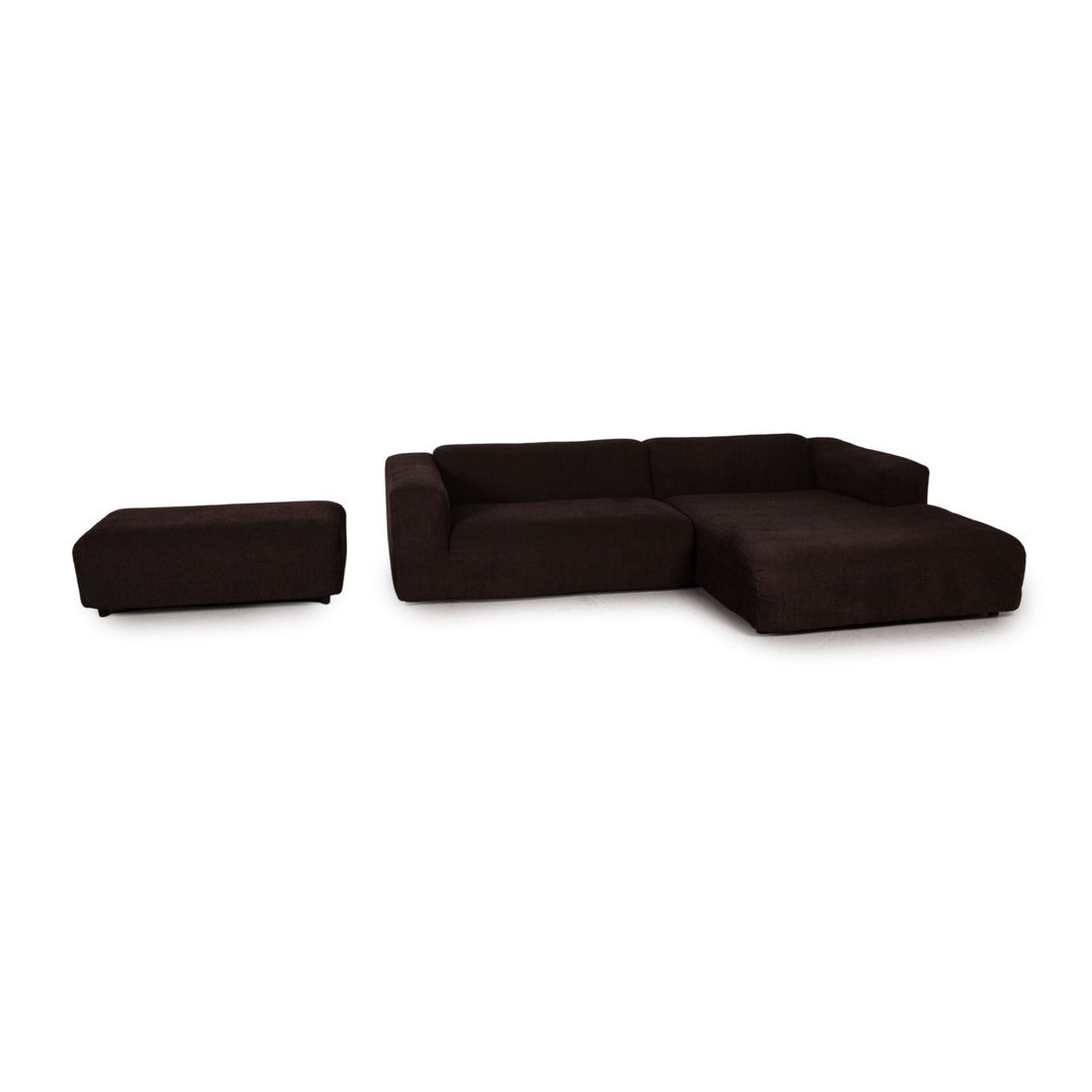 Rolf Benz 187 Stoff Sofa Garnitur Dunkelbraun Ecksofa Hocker Couch