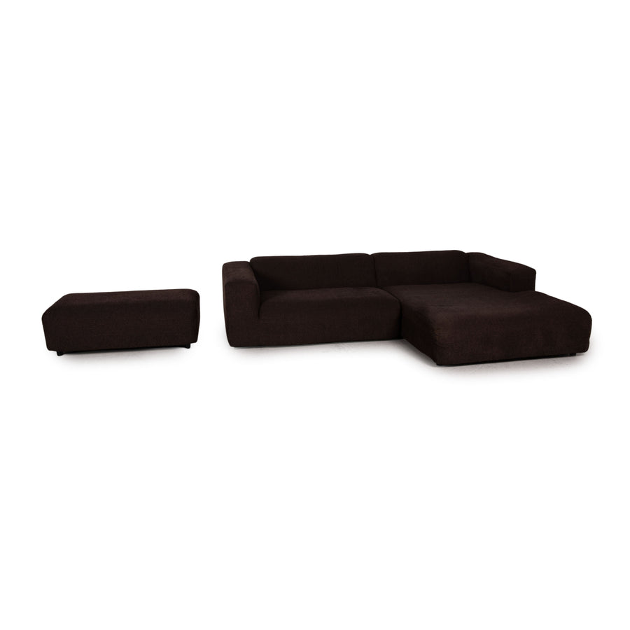 Rolf Benz 187 Stoff Sofa Garnitur Dunkelbraun Ecksofa Hocker Couch