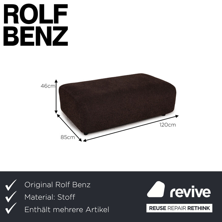 Rolf Benz 187 Stoff Sofa Garnitur Dunkelbraun Ecksofa Hocker Couch
