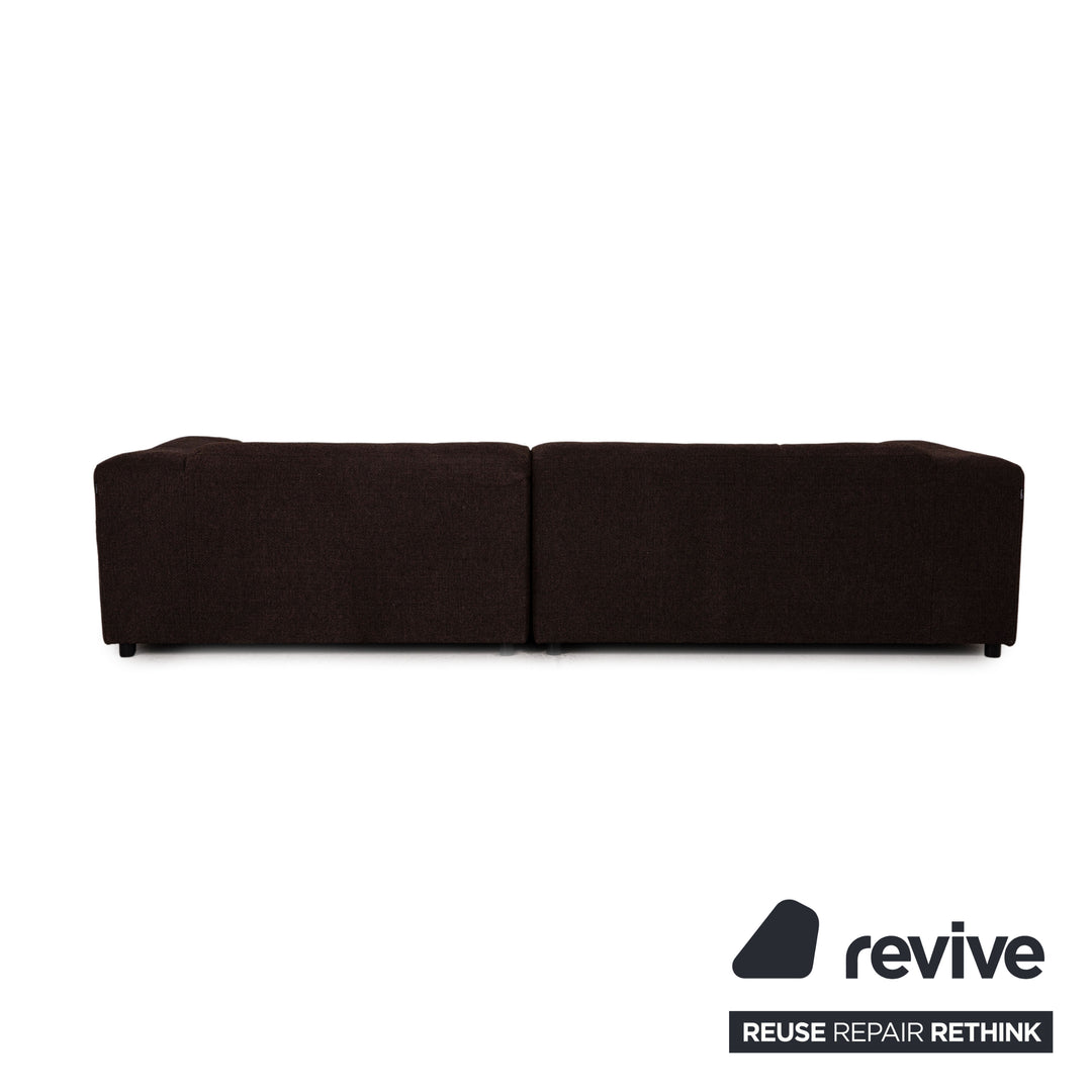 Rolf Benz 187 Stoff Sofa Garnitur Dunkelbraun Ecksofa Hocker Couch