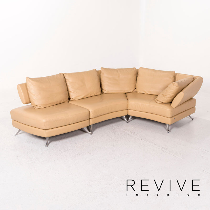 Rolf Benz 222 Leder Ecksofa Beige Sofa Funktion Variabel Modulsofa 