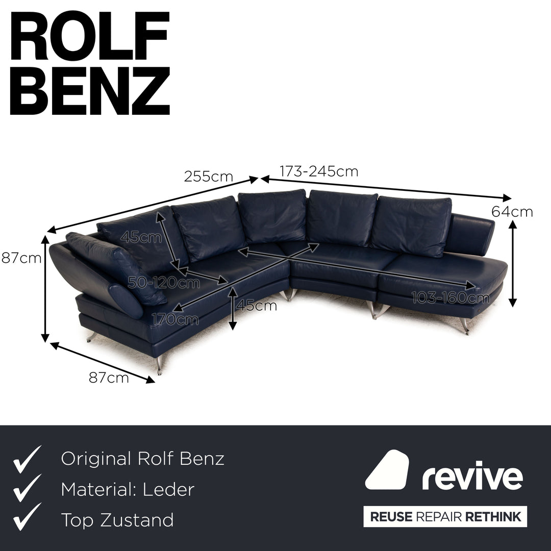 Rolf Benz 222 Leder Ecksofa Blau Sofa Couch