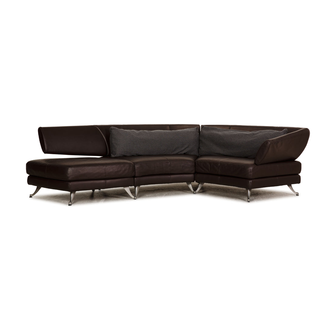 Rolf Benz 222 leather corner sofa brown sofa couch function