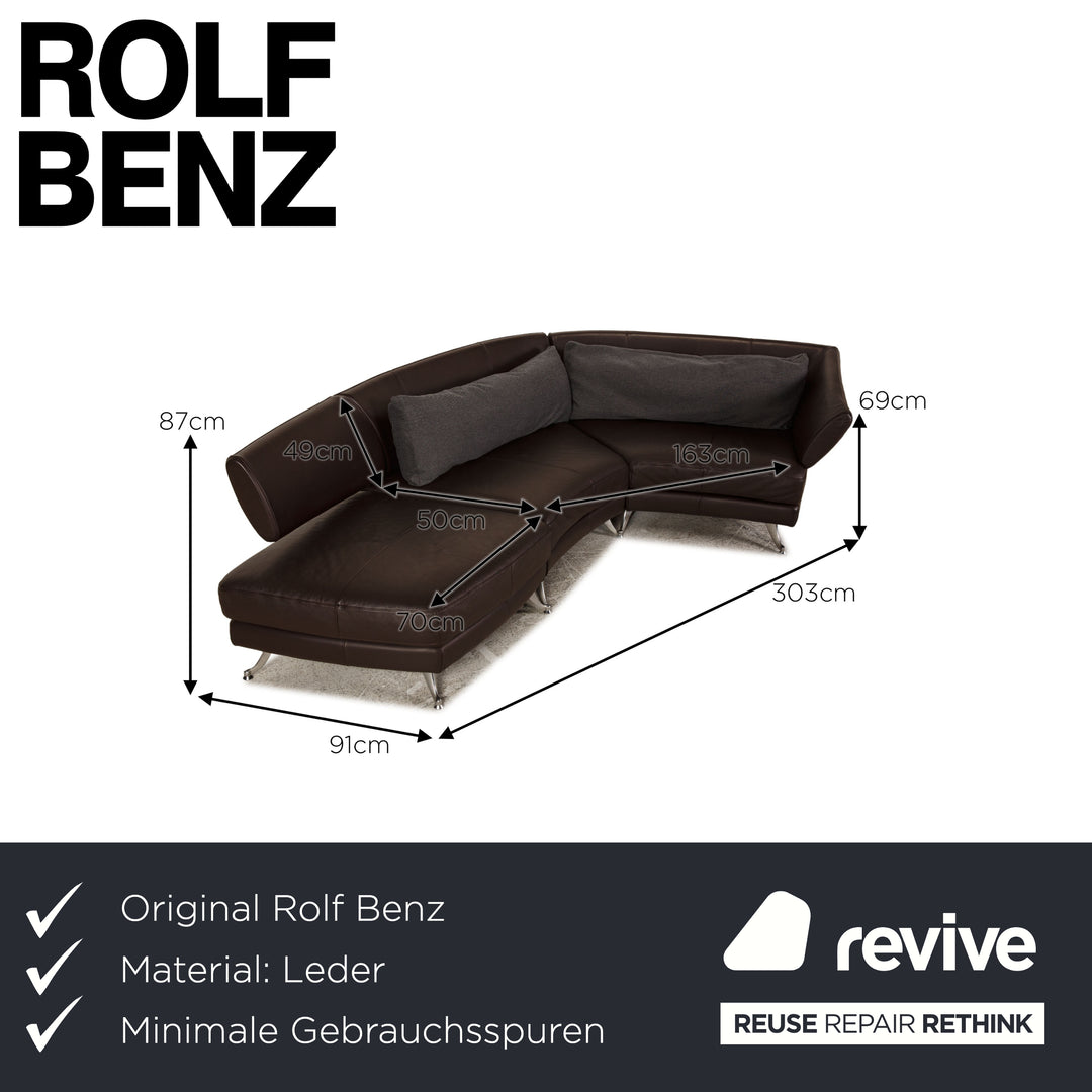 Rolf Benz 222 leather corner sofa brown sofa couch function