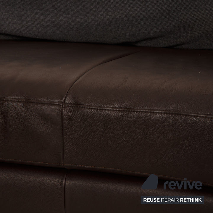 Rolf Benz 222 leather corner sofa brown sofa couch function
